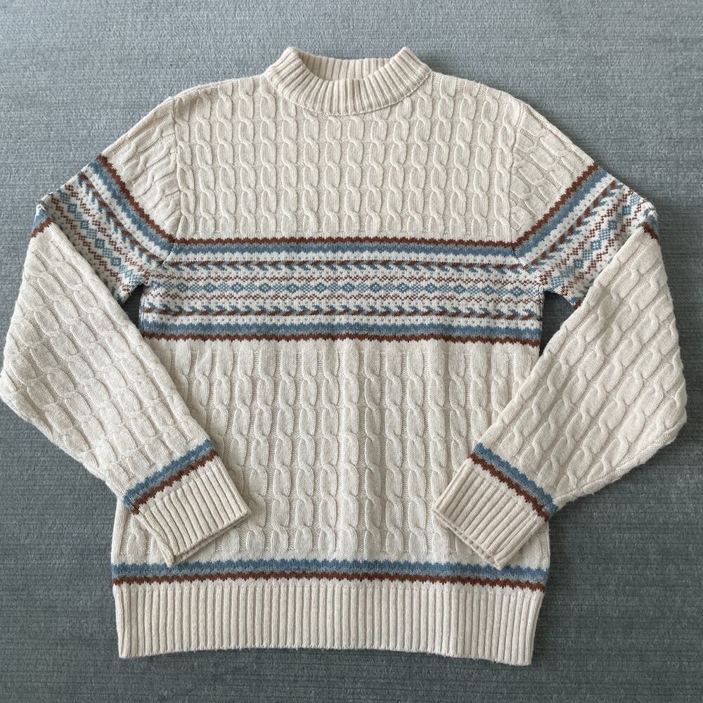 Vintage 60s 70s Lord Jeff Sweater Men L Wintuk Orlon Fair Isle Coastal Grunge